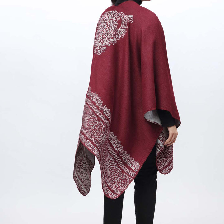 Maroon Cape Shawl PW9802